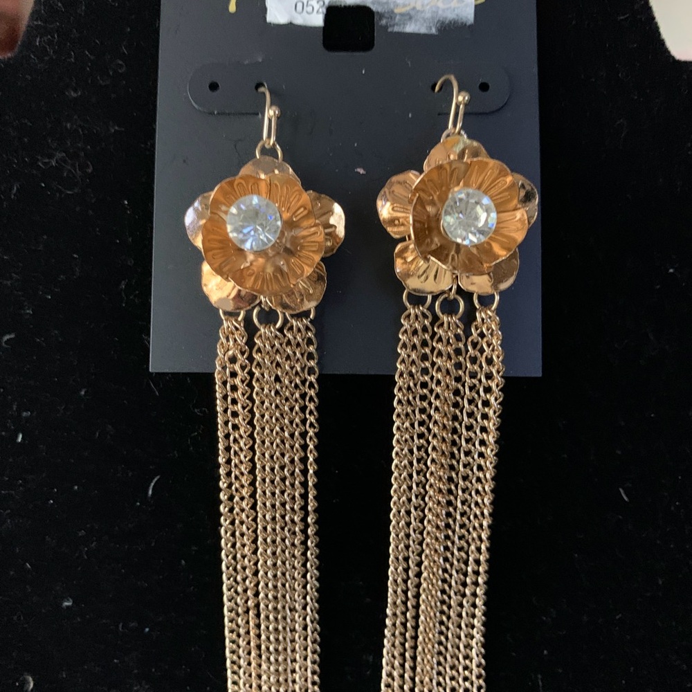 Able Gold Floral Tassel Earrings